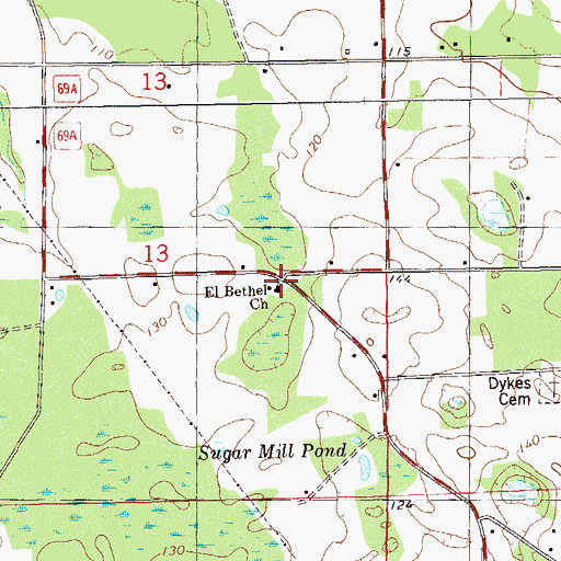 Topographic Map of El Bethel Church, FL