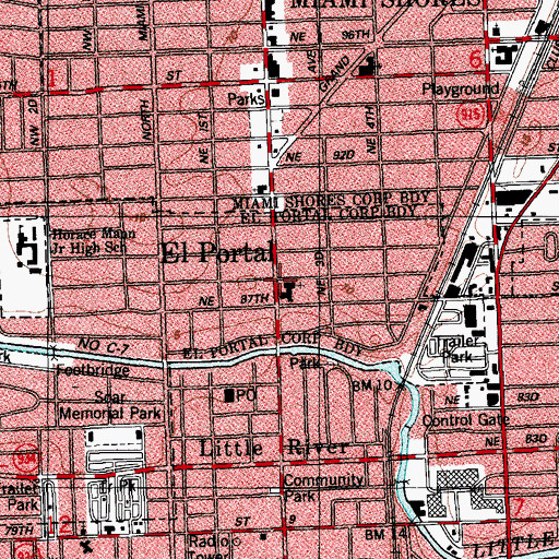 Topographic Map of El Portal, FL