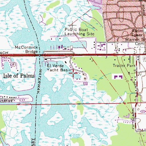 Topographic Map of El Verde Yacht Basin, FL