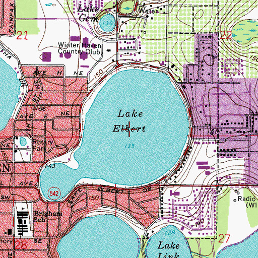 Topographic Map of Lake Elbert, FL