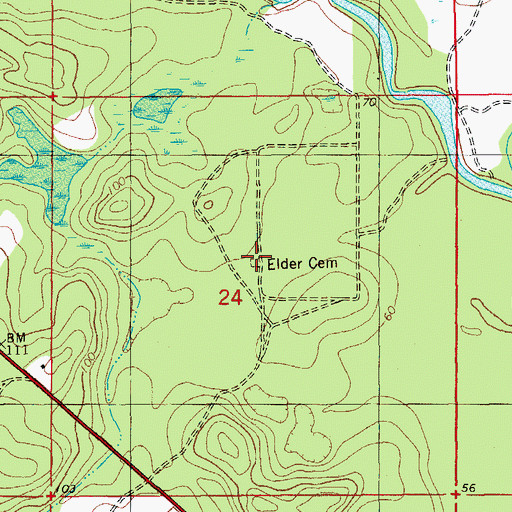 Topographic Map of Elder Cemetery, FL