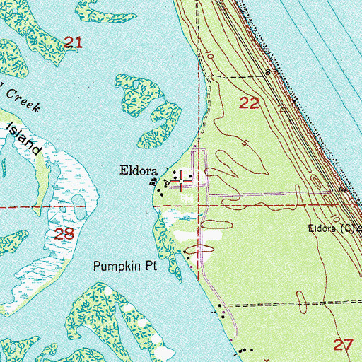 Topographic Map of Eldora, FL