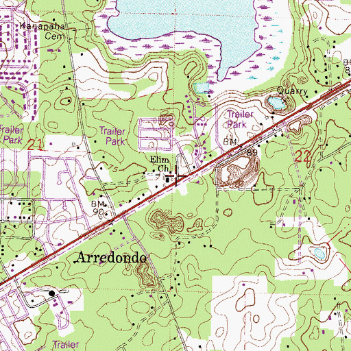 Topographic Map of Elim Church (historical), FL