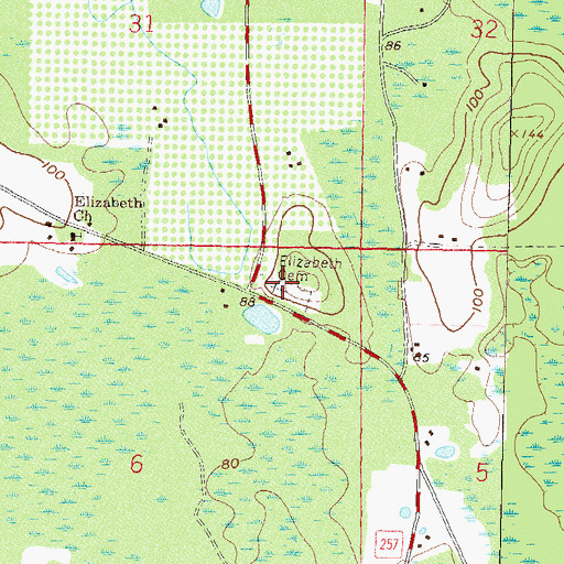Topographic Map of Elizabeth Cemetery, FL