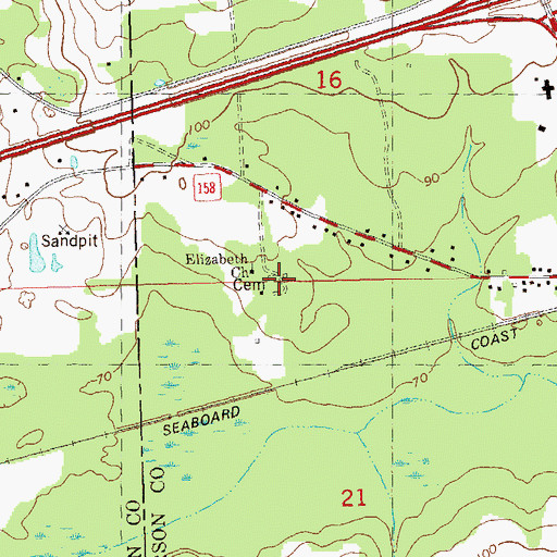 Topographic Map of Elizabeth Church, FL