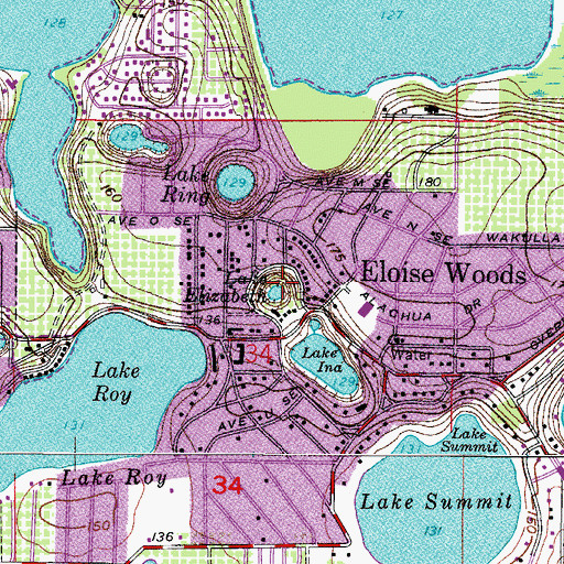 Topographic Map of Lake Elizabeth, FL