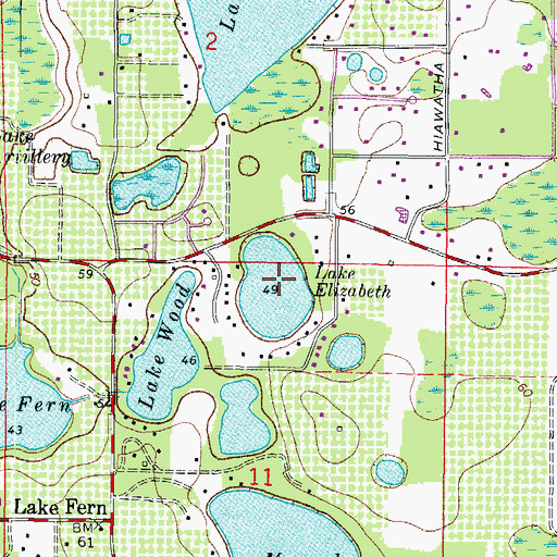Topographic Map of Lake Elizabeth, FL