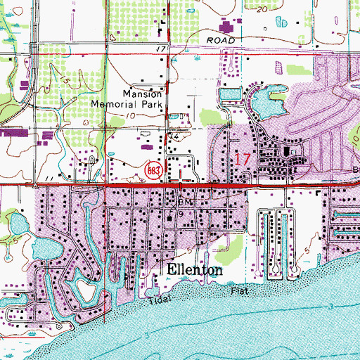 Topographic Map of Ellenton, FL