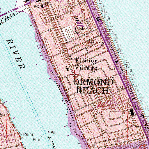 Topographic Map of Ellinor Village, FL