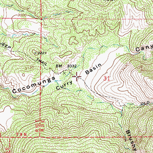 Topographic Map of Curry Basin, AZ