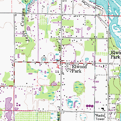 Topographic Map of Elwood Park, FL