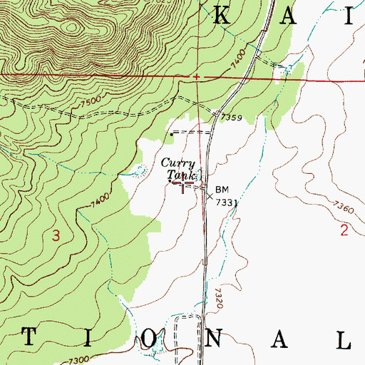 Topographic Map of Curry Tank, AZ