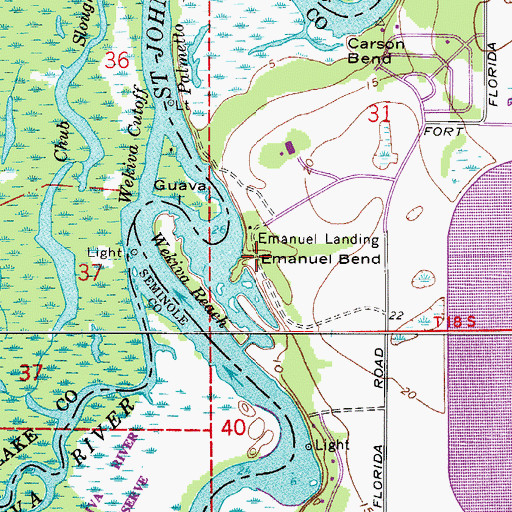 Topographic Map of Emanuel Bend, FL