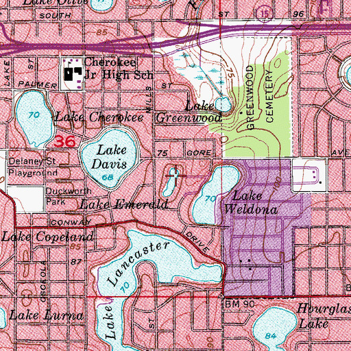 Topographic Map of Lake Emerald, FL