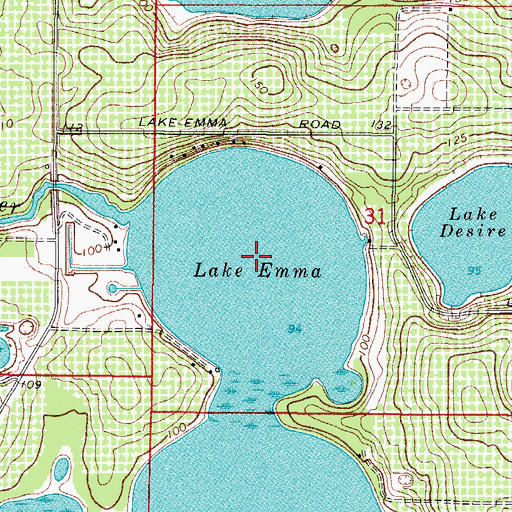 Topographic Map of Lake Emma, FL