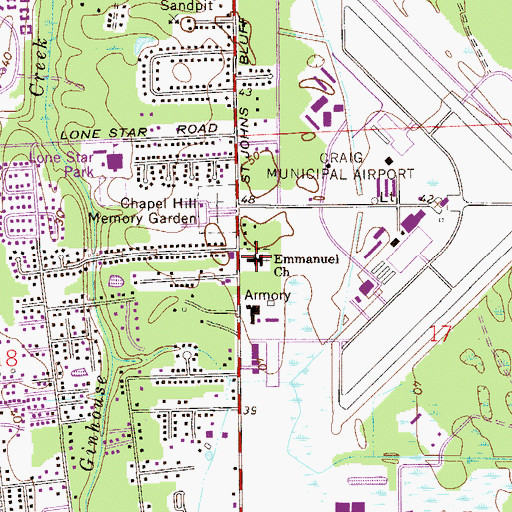 Topographic Map of Emmanuel Church, FL