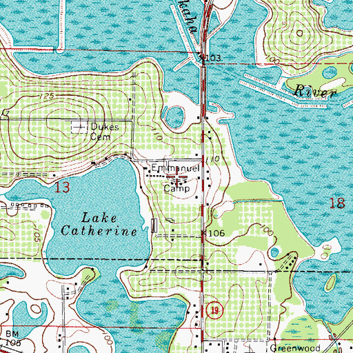 Topographic Map of Emmauel Camp, FL