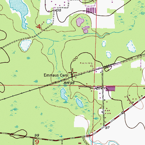 Topographic Map of Emmaus Cemetery, FL