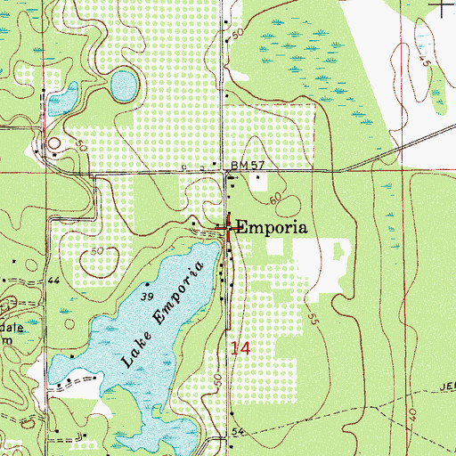 Topographic Map of Emporia, FL