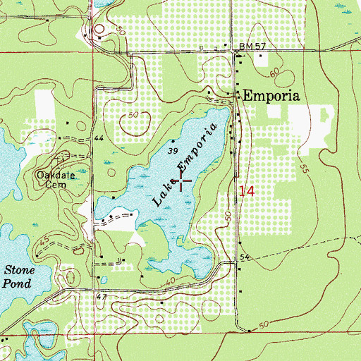 Topographic Map of Lake Emporia, FL