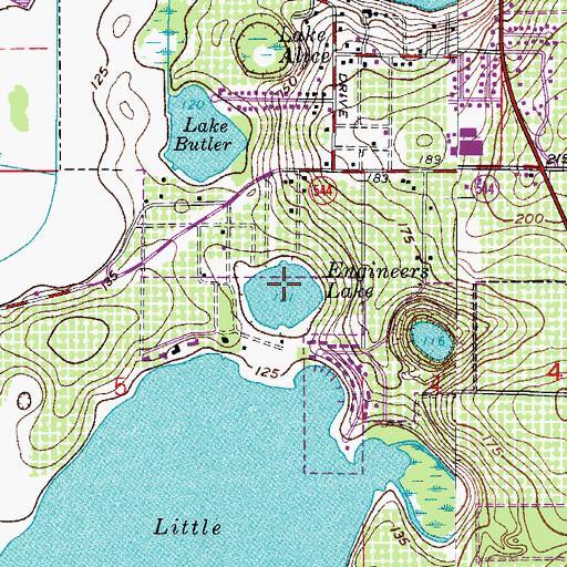 Topographic Map of Engineers Lake, FL