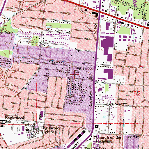 Topographic Map of Englewood Church, FL