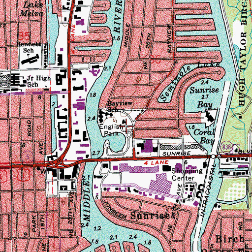 Topographic Map of English Park, FL