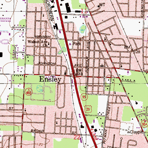 Topographic Map of Ensley, FL
