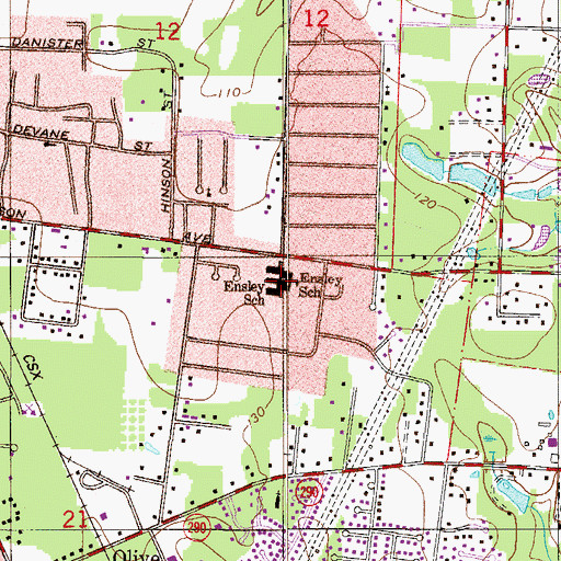 Topographic Map of Ensley School, FL