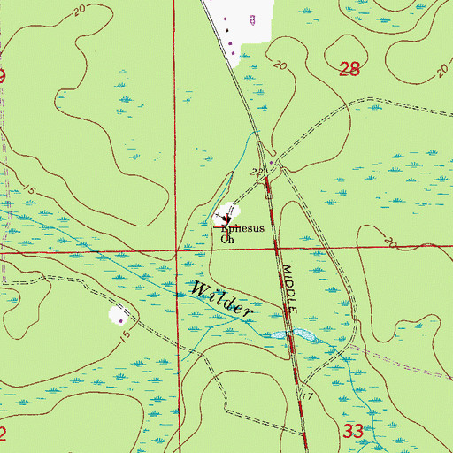 Topographic Map of Ephesus Church, FL
