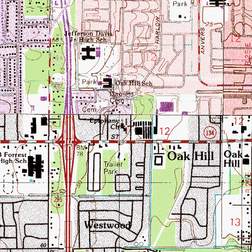 Topographic Map of Epiphany Church, FL