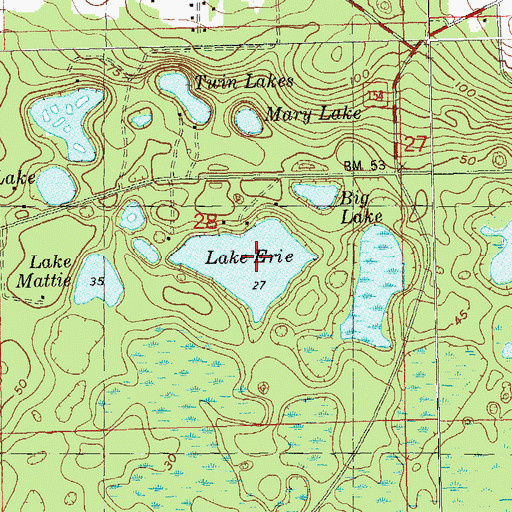 Topographic Map of Lake Erie, FL