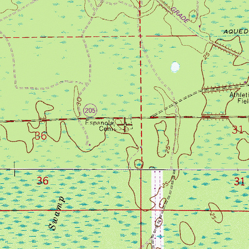 Topographic Map of Espanola Cemetery, FL