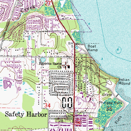Topographic Map of Espiritu Santo Church, FL