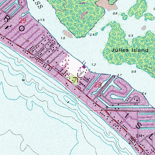 Topographic Map of Estero Island, FL