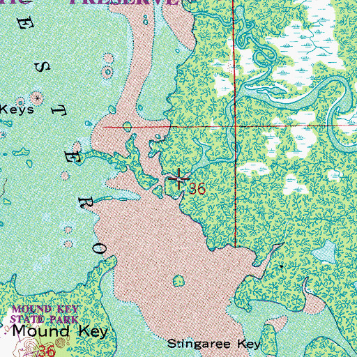 Topographic Map of Estero River, FL