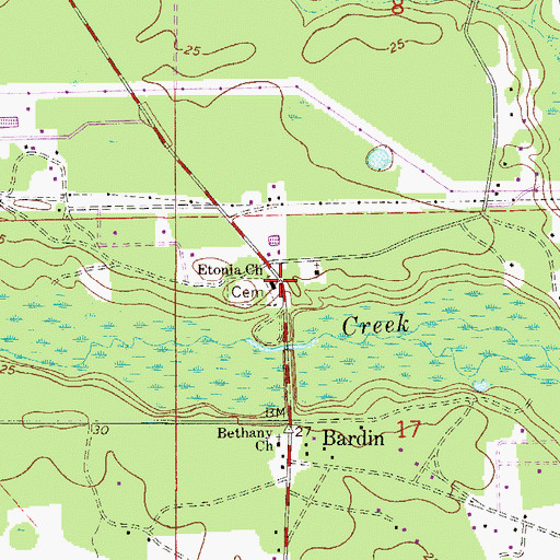 Topographic Map of Etonia Primitive Baptist Church, FL