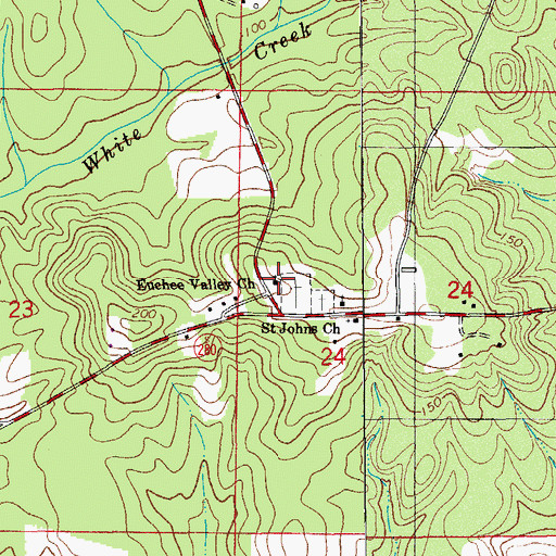 Topographic Map of Euchee Valley Church, FL