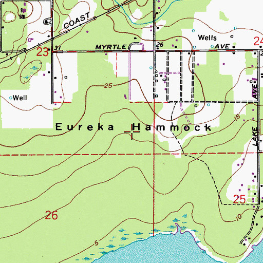 Topographic Map of Eureka Hammock, FL
