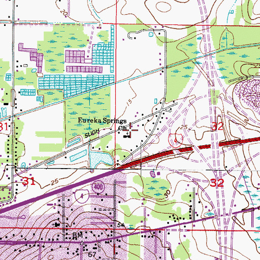 Topographic Map of Eureka Springs Church, FL