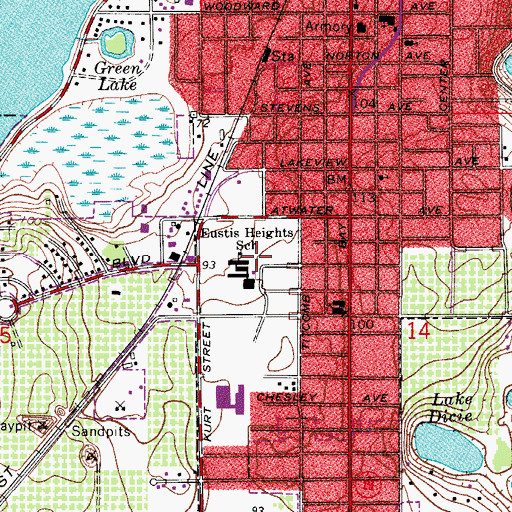 Topographic Map of Eustis Heights Elementary School, FL