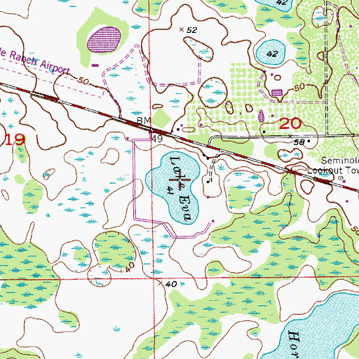 Topographic Map of Lake Eva, FL