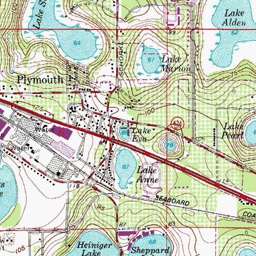 Topographic Map of Lake Eva, FL
