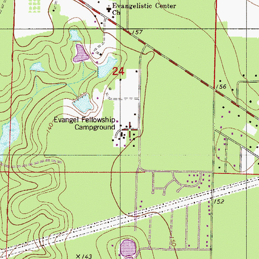 Topographic Map of Evangel Fellowship Campground, FL