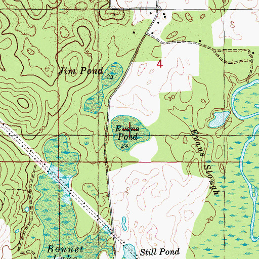 Topographic Map of Evans Pond, FL