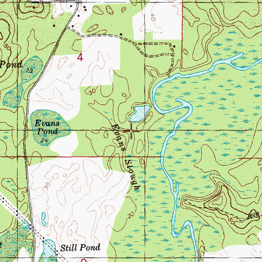 Topographic Map of Evans Slough, FL