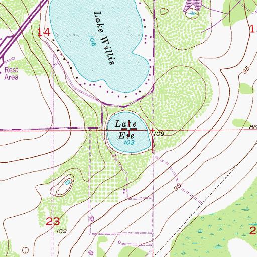 Topographic Map of Lake Eve, FL