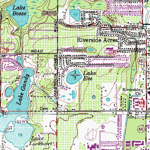 Topographic Map of Lake Eve, FL