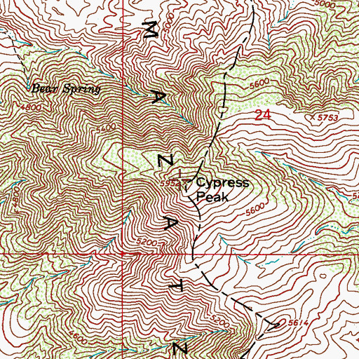Topographic Map of Cypress Peak, AZ