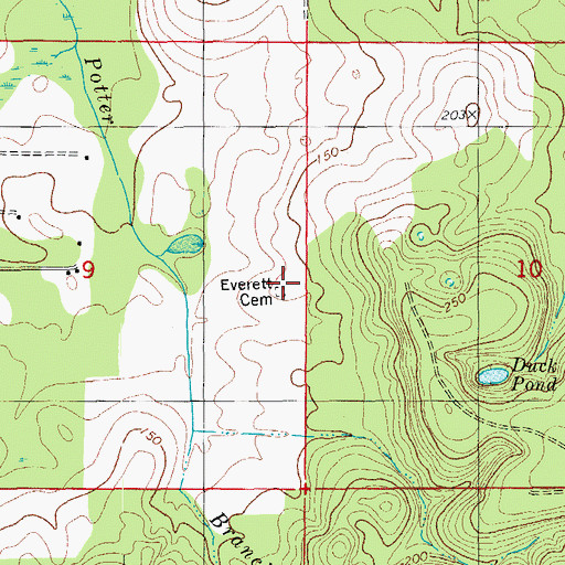 Topographic Map of Everett Cemetery, FL